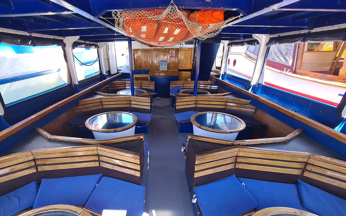 Glass Boat interior with chairs